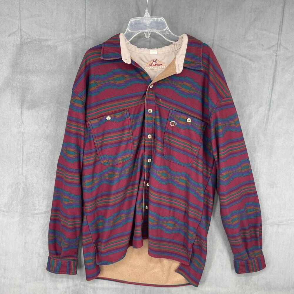 Vtg Mooso Sportwear Button Up Shirt Mens Large Multicolored Southwestern Aztec